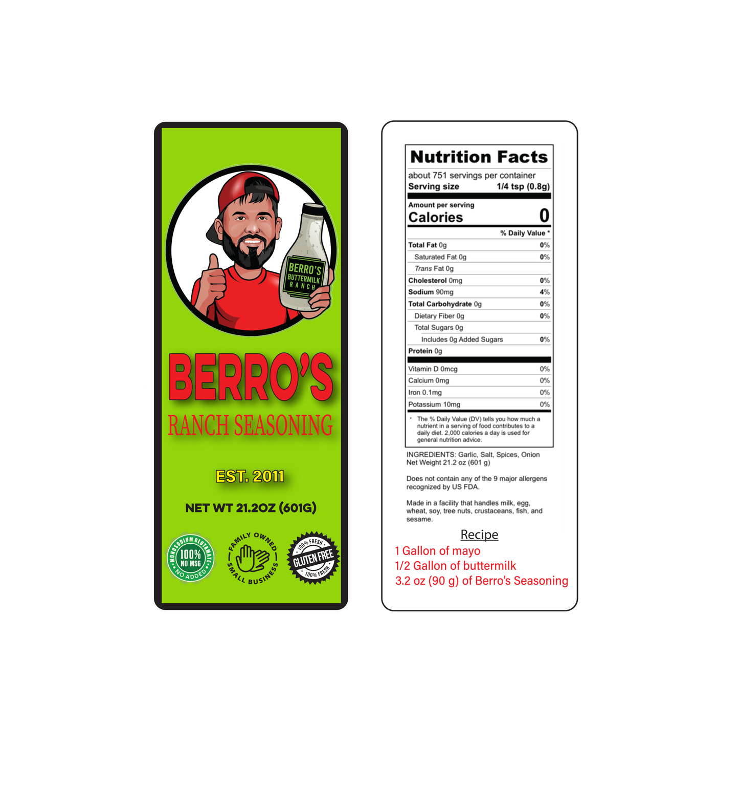 Berro's Ranch Seasoning (21.2oz)